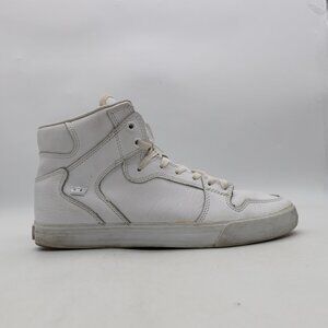 Supra Vaider Men's Size 11.5 White Leather Classic High Top Skate Shoe Sneakers